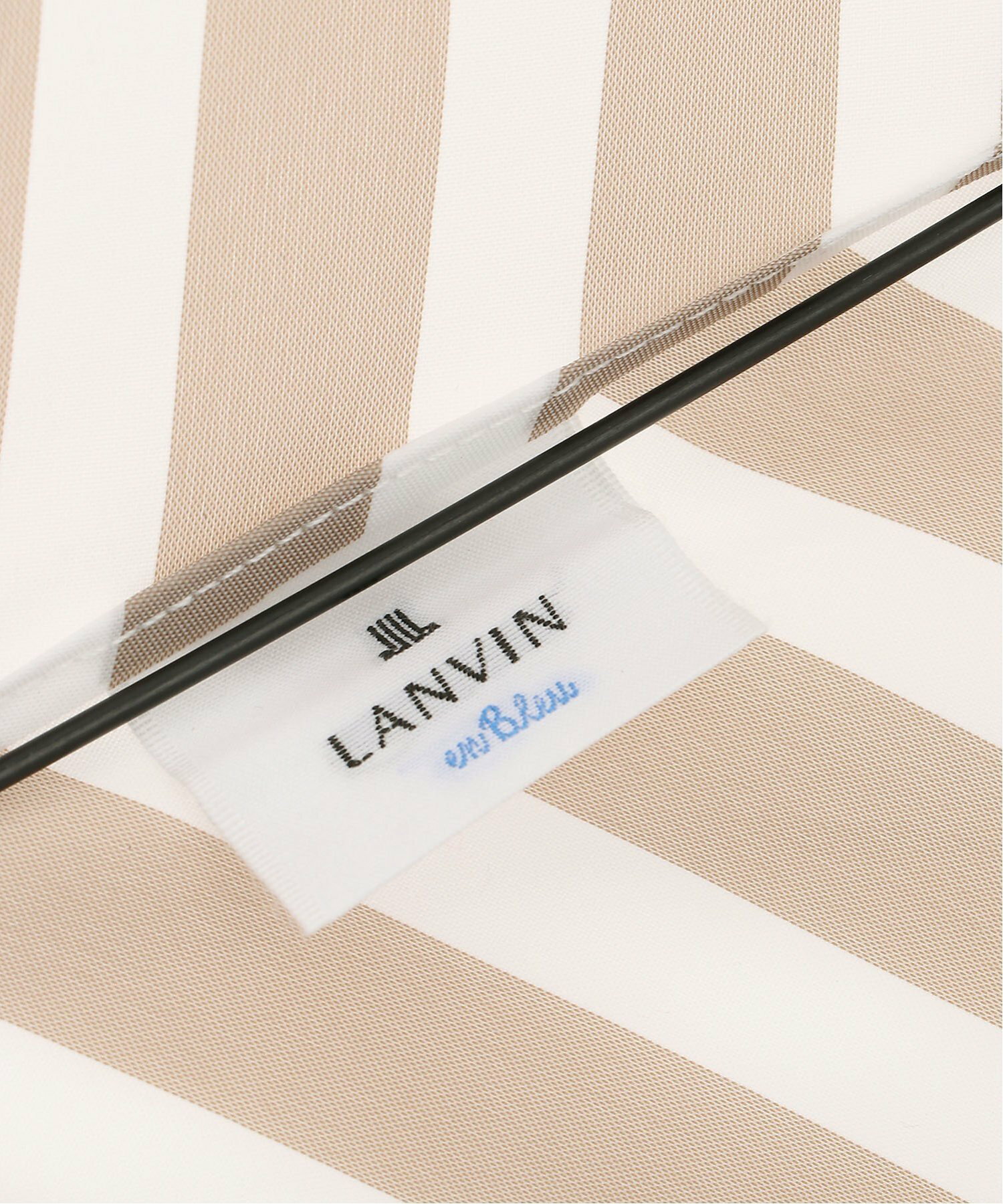 LANVIN en Bleu(ランバン オン ブルー) 折りたたみ傘 ボーダー×ロゴ/らくらく開閉式/ワイド55cm